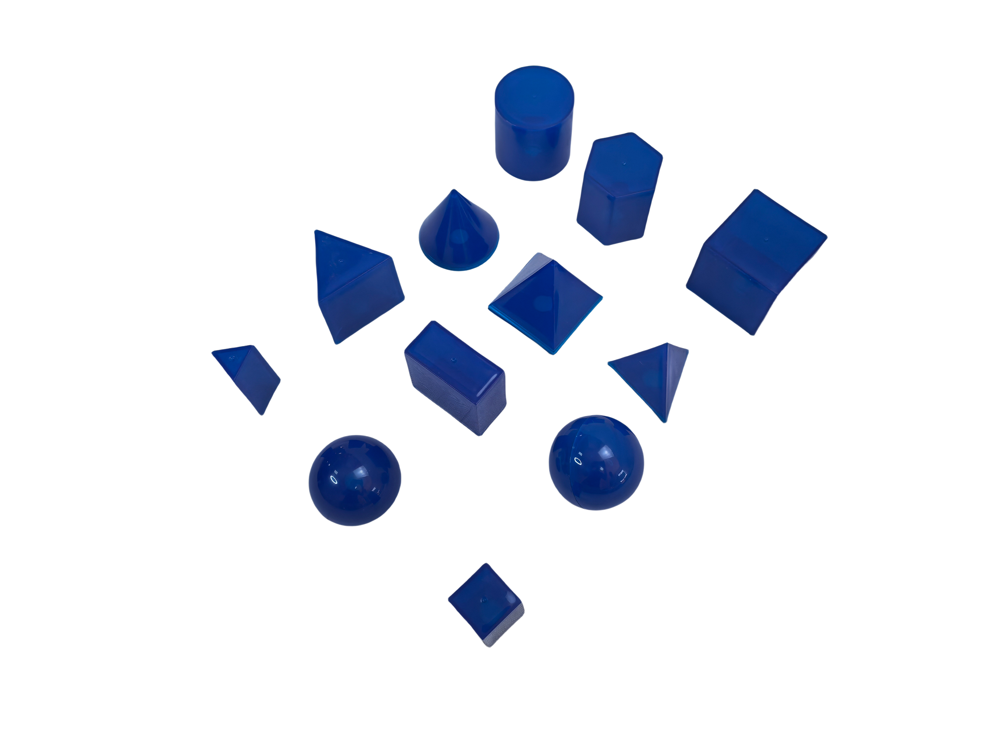 12-delige transparante 3D geometrische solide modellenset